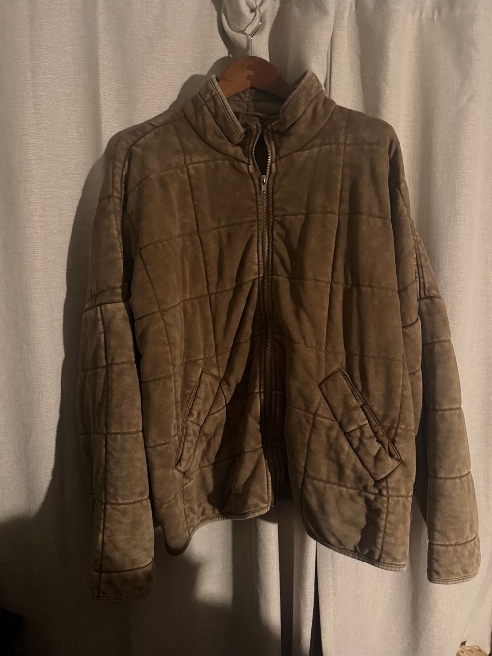 Forever 21 Quilted Suede Bomber Jacket in Brown